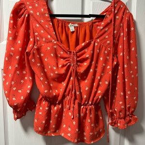 Floral Red Women's Top